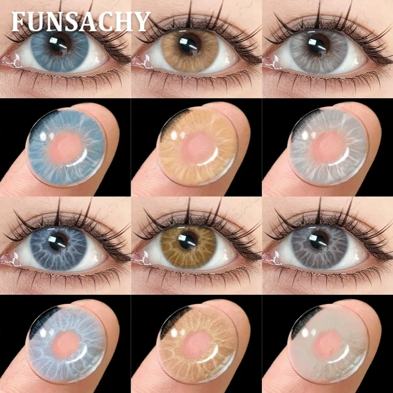 FUNSACHY 1 Paar graue Farbkontaktlinsen für Augen, braune, schöne Pupillen, natürliche Softlinsen, jährliche Kosmetiklinsen, hochwertige Linsen