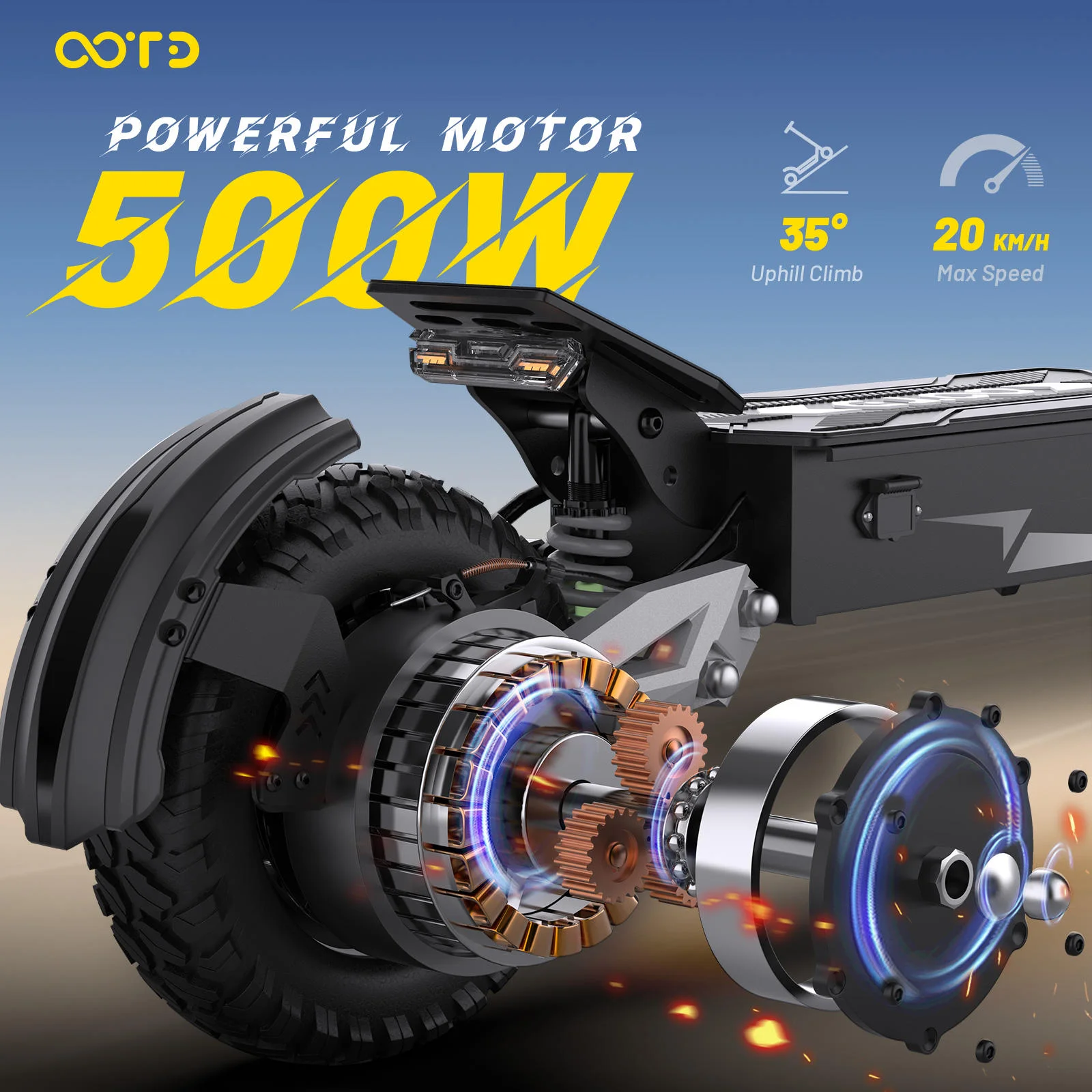 Scooter Eléctrico de Ciudad OO-TD T10 con Motor de 900W, Scooter Eléctrico de 11 Pulgadas, Scooter Eléctrico Todoterreno de 48V, Scooter Eléctrico Plegable, Disponible en Stock en la UE