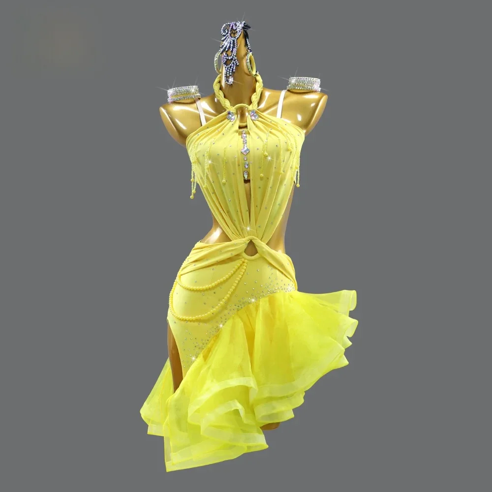 Latin dansjurk Damesfeestkostuum 2026 Carnavalskleding Sexy wedstrijd Ballroomdanskleding Pak Prestatiepodiumoutfit - afbeelding 2