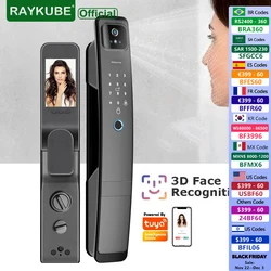 RAYKUBE DF5 Tuya WiFi Camera Smart Lock 3D Face Recognition Digital Fingerprint Electronic Tuya Smart Door Lock APP/Key/Card