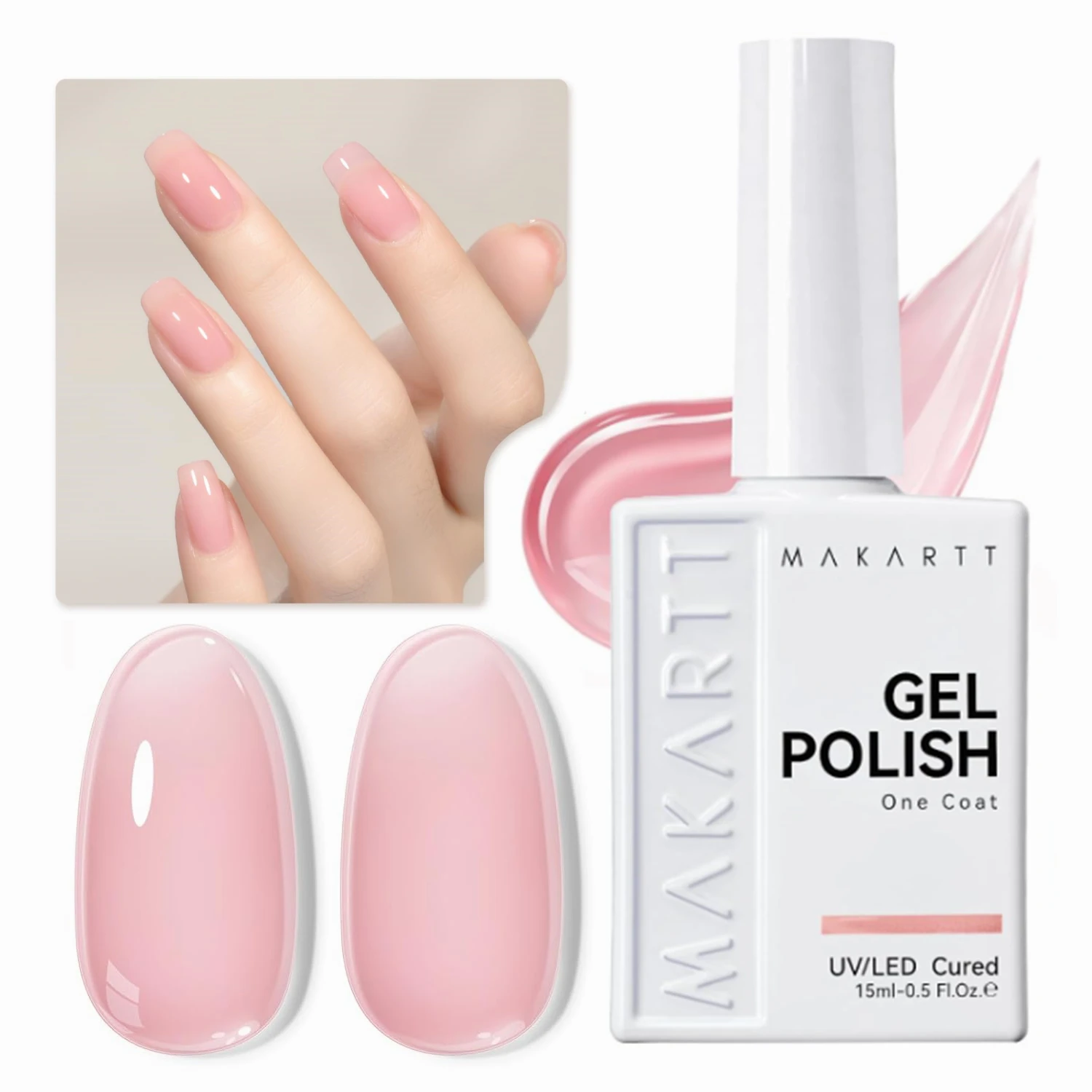 

Makartt Jelly Pink Gel Nail Polish 15ml One N'Done Soak Off High-Gloss Shine UV Nail Art Manicure DIY Home Salon