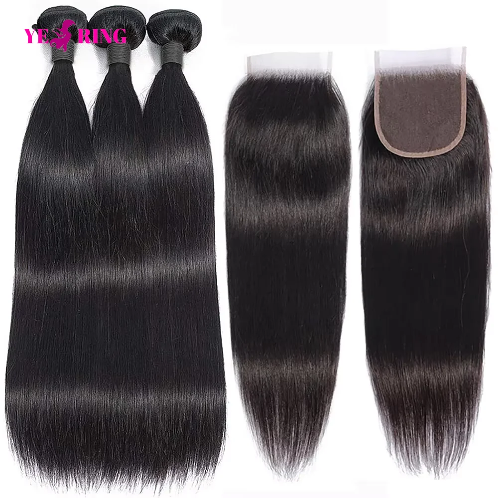 حزم شعر طبيعي مفرود مع 4X4 الدانتيل إغلاق 12A البرازيلي غير المجهزة عذراء وصلات شعر خام حزم 100% الشعر البشري