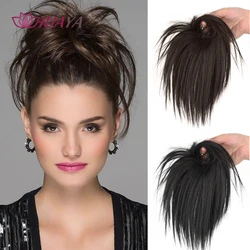 HUAYA Coque Bagunçado Sintético Em Linha Reta Cabelo Falso Chignon Scrunchie Rosquinha Updo Hairpieces Cauda Pacote Elastic Cabelo Bandas Para As Mulheres