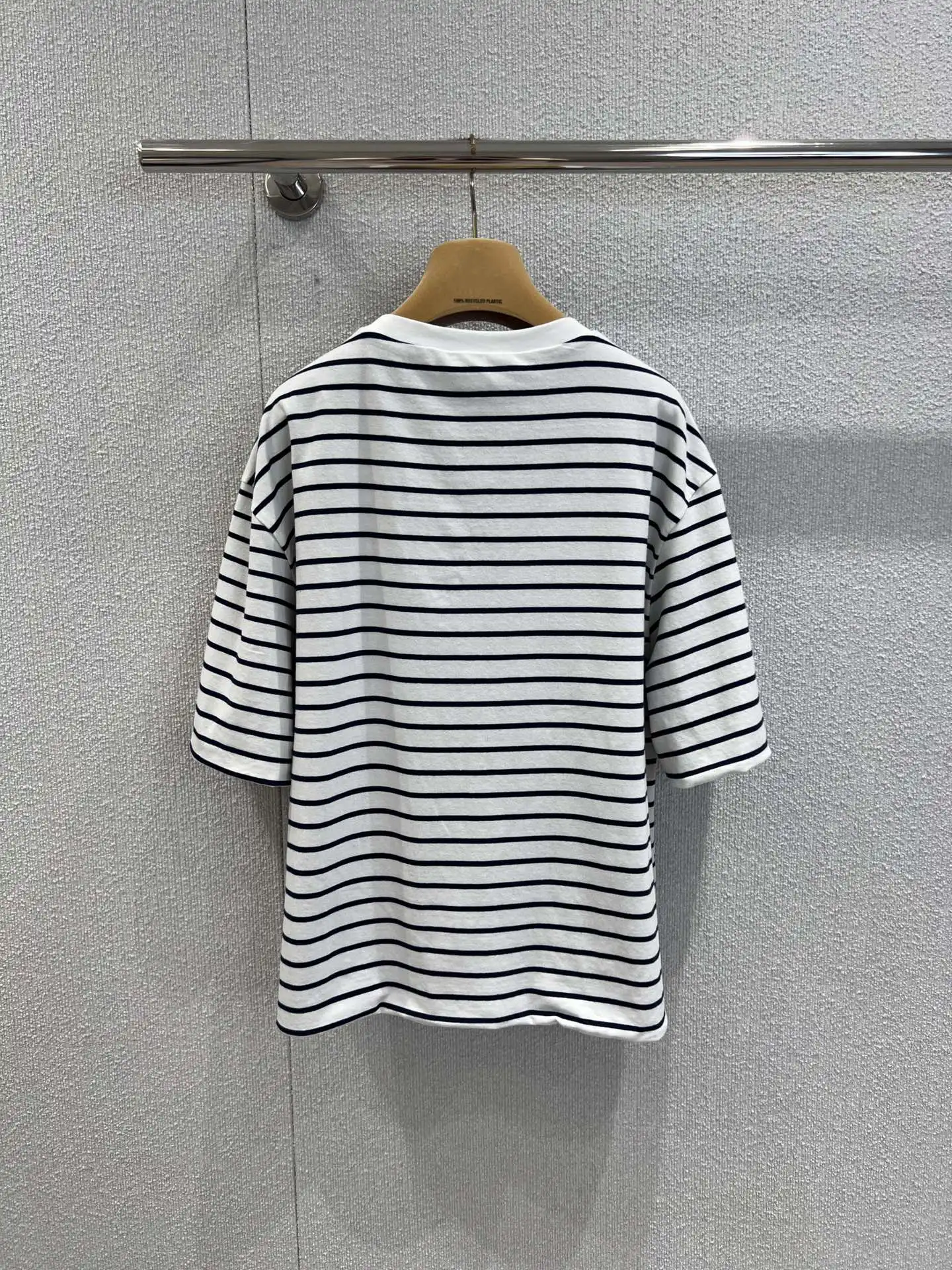 

2025 New T-shirt O-neck Striped Cotton Wear It On Both Sides Fashionable Versatile Slimming Figure-hugging Spring Summer
