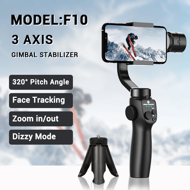 Roreta New F10 Handheld Gimbal Stabilizer Selfie Stick Mobile Phone Holder Adjustable Vertical Shooting Bracket For Smartphone