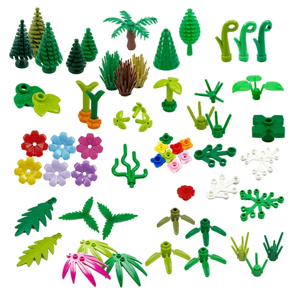 Blocs de construction plantes arbre feuille fleur 32606 6064 2417 2423 3741 2435 33291 6255 bricolage pièces compatibles herbe buisson ville militaire