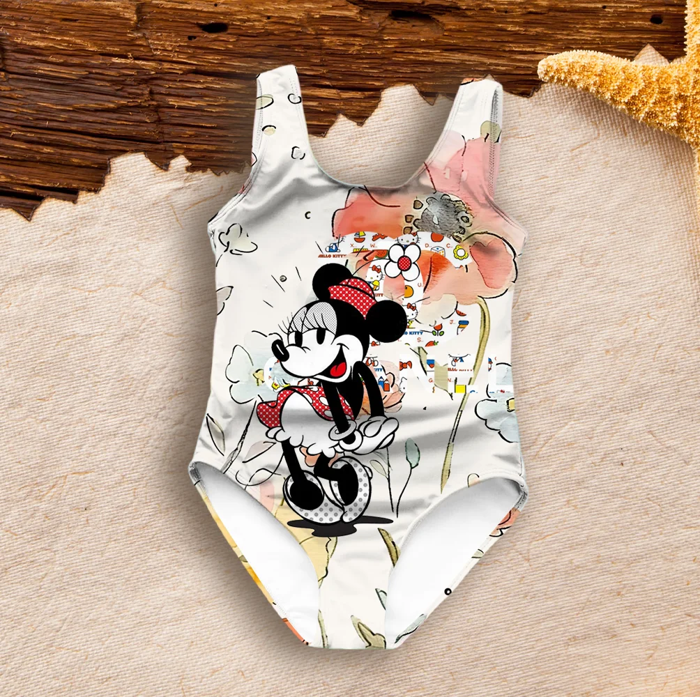 Y2k Disney Beautiful Minnie Cute Cartoon Illustration 3D Printing Summer Luxury Swimsuit Harajuk Fashion Girls Swimming Clothes