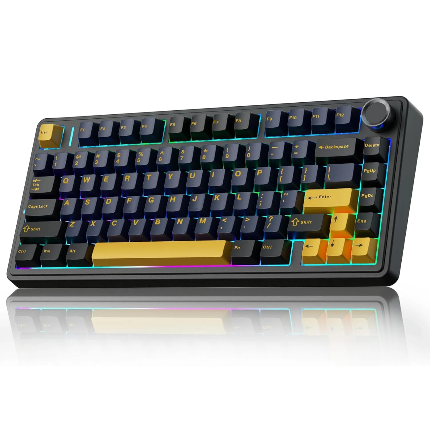 AULA F75 2.4G Bezprzewodowa/Bluetooth/Przewodowa Mechaniczna Klawiatura Gamingowa RGB z Możliwością Personalizacji, Układ 75%, Profil OEM, Konstrukcja Gasket