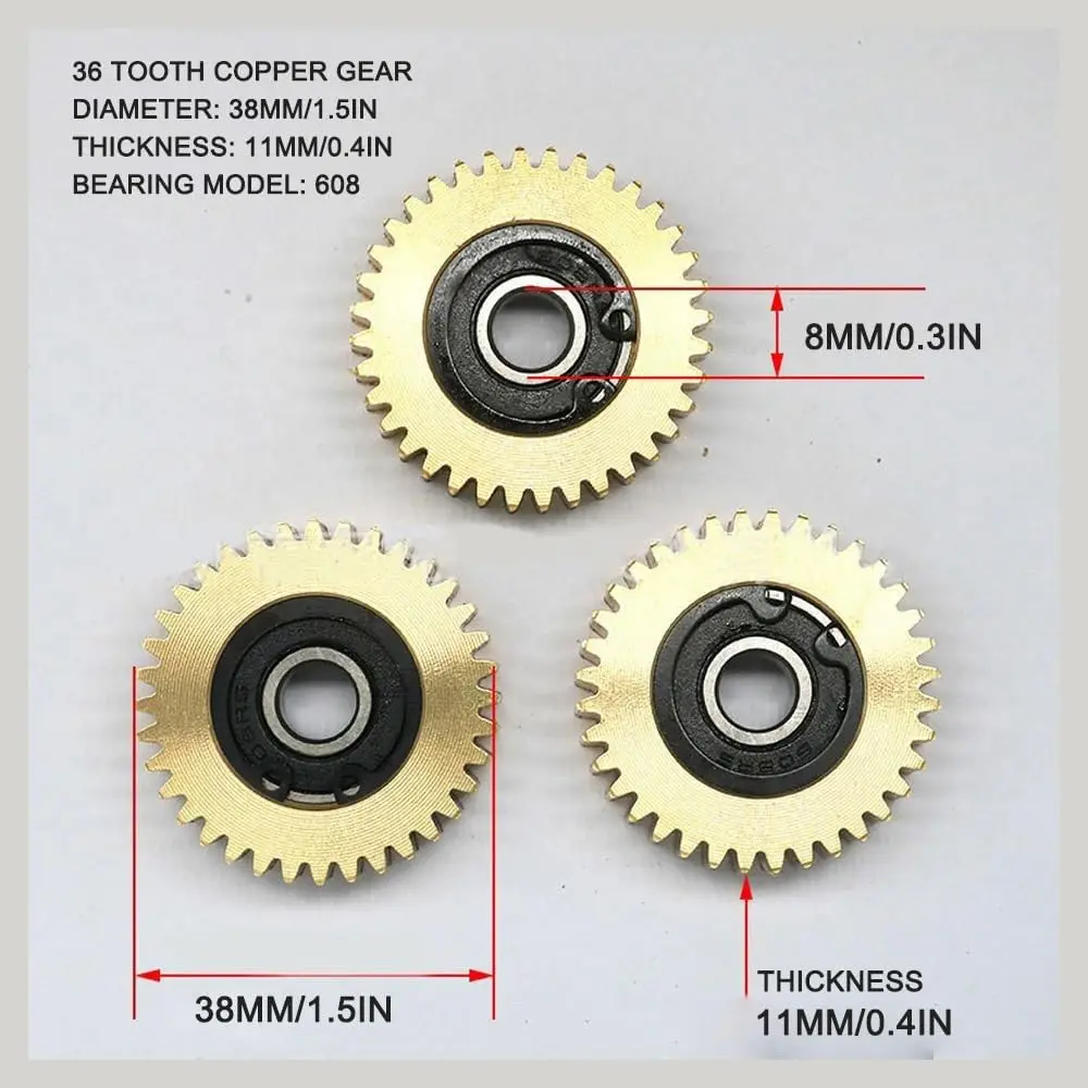 Motor de cubo de rueda de bicicleta eléctrica, engranajes planetarios de cobre con rodamiento para Motor Bafang, piezas de engranajes de bicicleta de vehículo eléctrico, 38x11mm, 36T