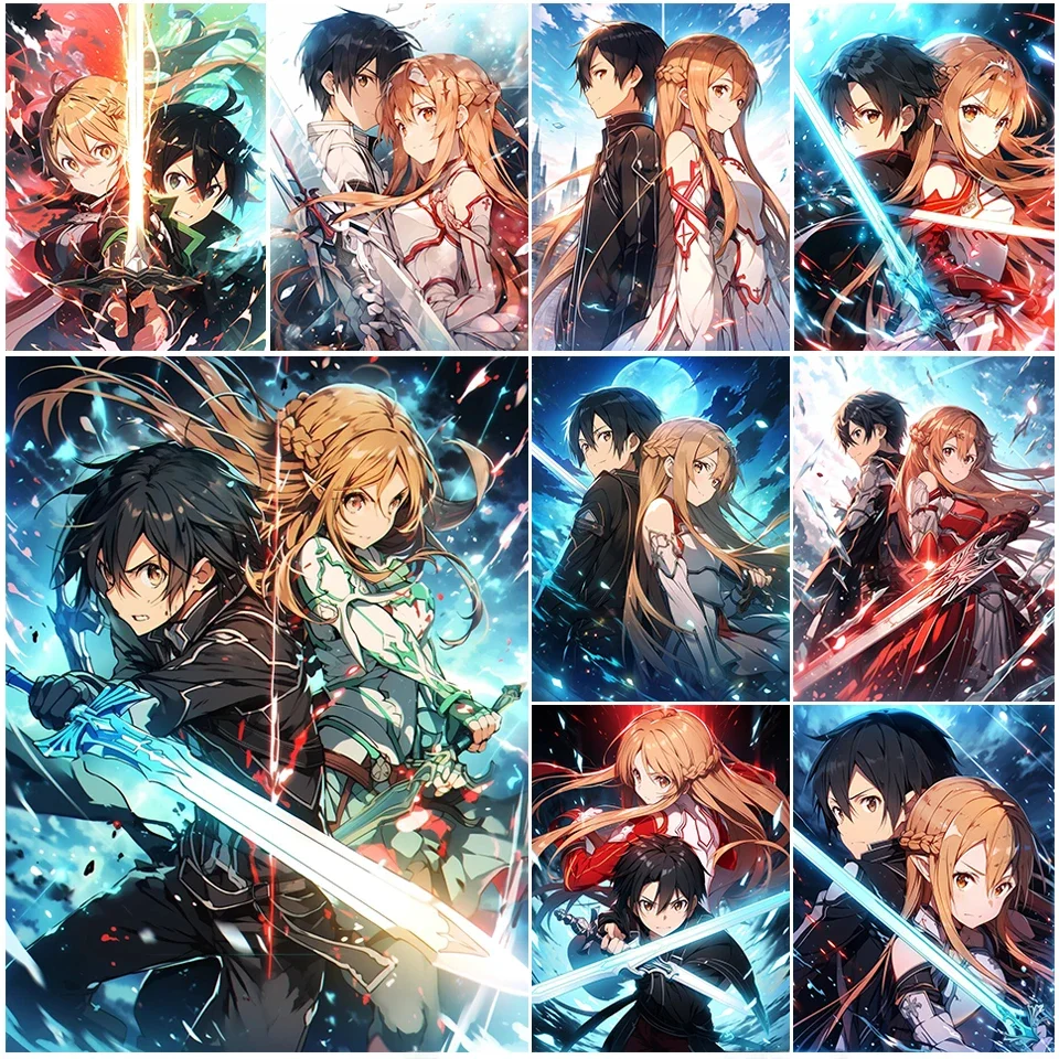 5d Japan Anime Charaktere Diamant Malerei Schwert Kunst Online-Bild DIY Voll mosaik Diamant