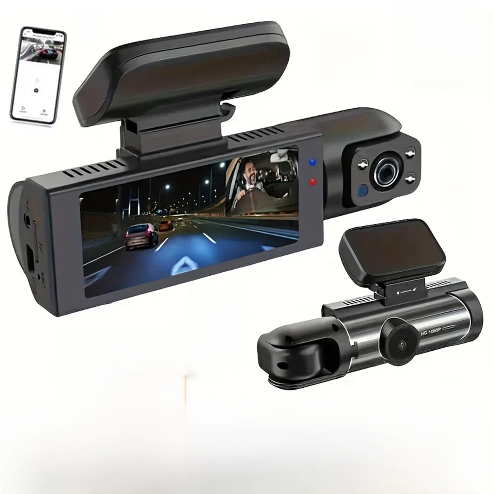 1080P WIFI Dual camera Dash Cam voor auto's, voor en binnen, autocamera met IR-nachtzicht, lusopname, groothoek auto DVR kwam - afbeelding 2