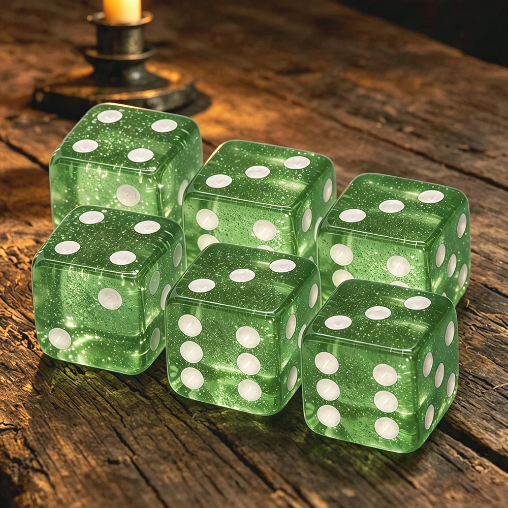 6Pcs Bright Flash D6 Dice Set for Board Games Tabletop RPG Role Playing Family Game Night Collectors Gamers