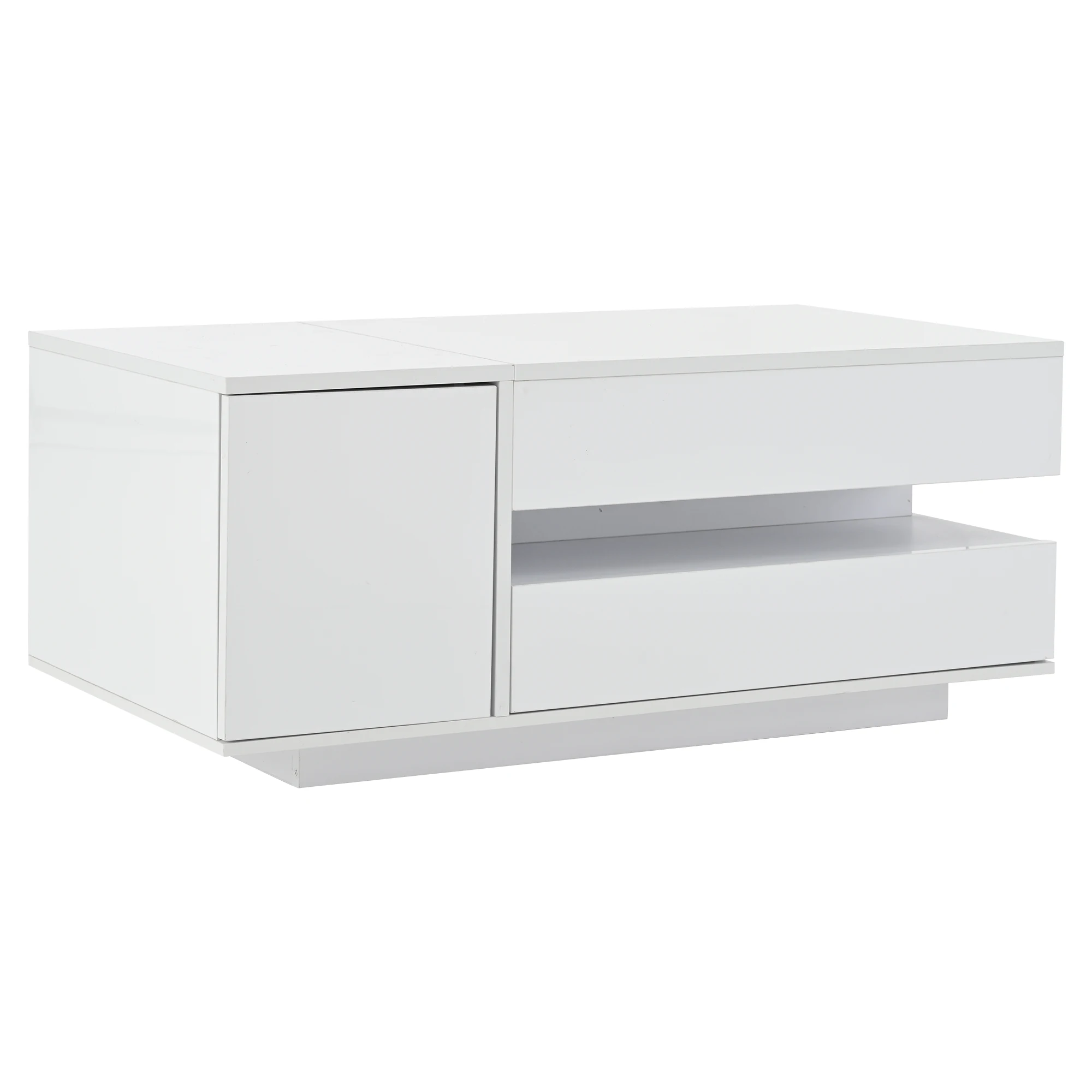 1-garderobe salontafel salontafel met LED hoogglans theetafel met verborgen opbergruimte met halfopen opbergruimte,