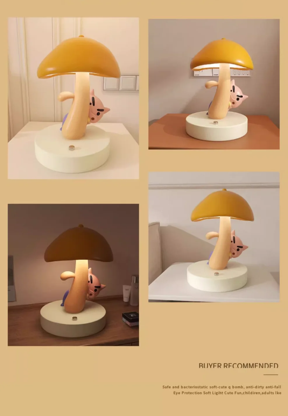 Cute 3-Color Night Light, Bedside Lamp, Perfect Gift for Her Adjustable LED Night Light