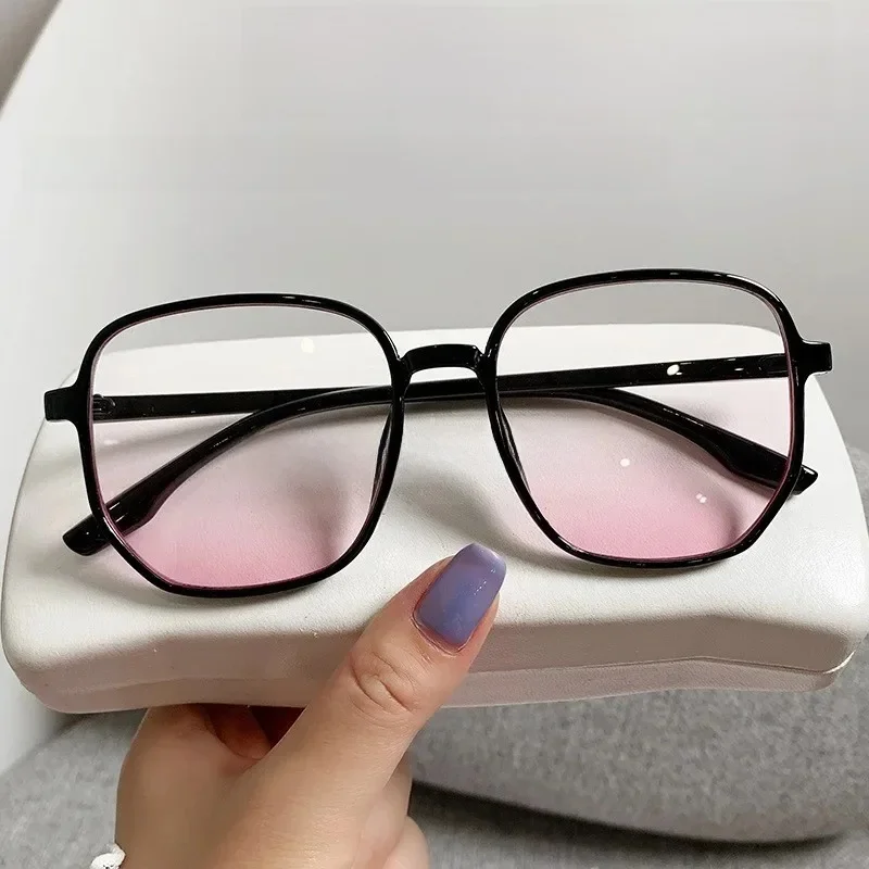 Lunettes surdimensionnées en poudre rose avec blocage de la lumière bleue, verres pour myopie, pour ordinateur, dioptrie 0 à-4.0, nouvelle tendance coréenne