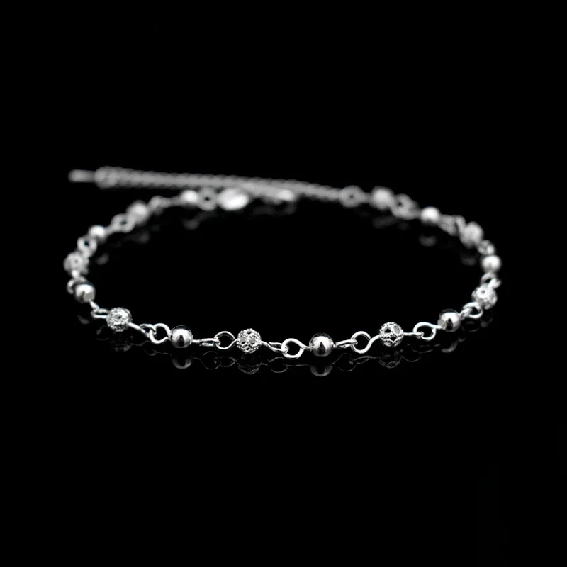 Nowy Charm Hollow Ball Foot Chain Anklet 925 Sterling Silver Fashion Small Round Bead Ball Anklets Chain For Women Jewelry Gift — zdjęcie 2
