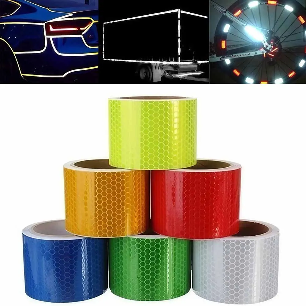 1 Roll/2 Rolls 5cm x 3m Reflective Safety Tape - Self-Adhesive Warning Tape for Car and Motorcycle Styling