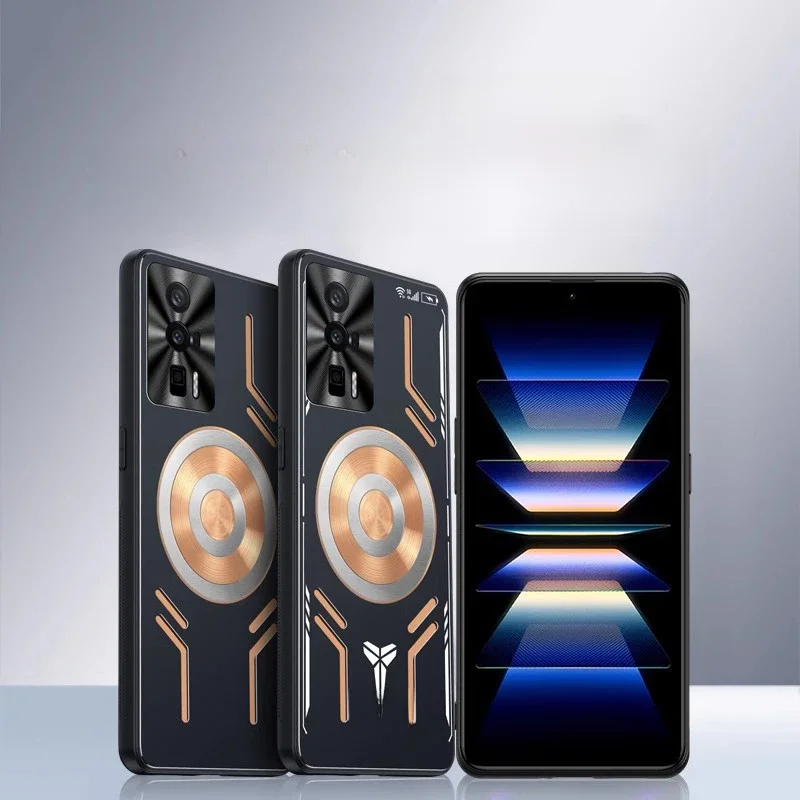 Luksusowe etui na telefon z grafenem do rozpraszania ciepła dla POCO F6 F5 F3 F4 GT X6 Pro 5G, czerwona miedziana metalowa osłona chłodząca z magnetycznym mocowaniem samochodowym. — zdjęcie produktu 7