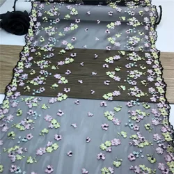 Black Elastic Tulle Lace Trim DIY Garment Accessories Sewing Crafts Colors Daisy Flowers Embroidery Lace Trim for Needle Work