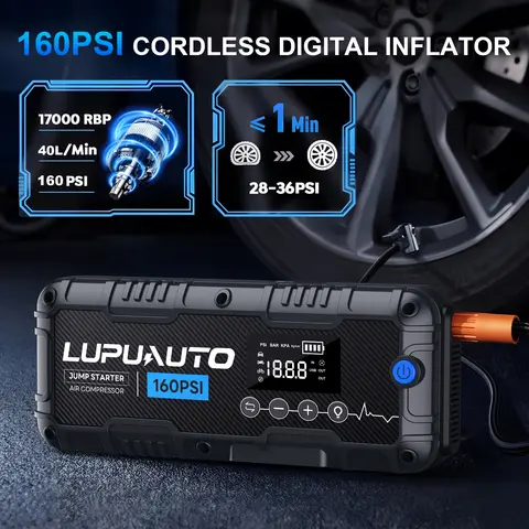 7000A Car Jump Starter Power Bank with Air Compressor 160 PSI 12V Car Starting Device 24000Mah Battery Jump Start for Car Booste