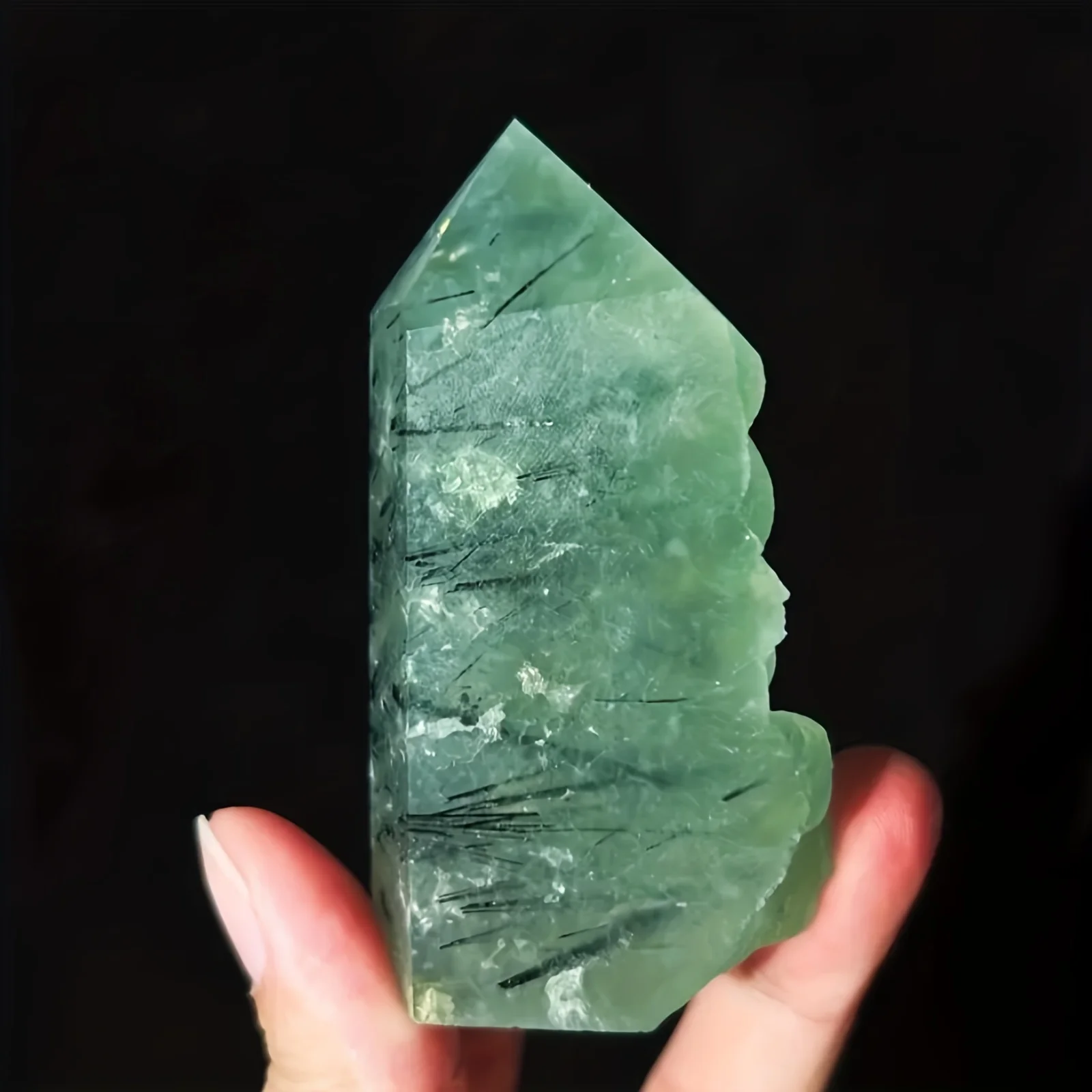 1PC High Quality Green Prehnite Crystal Tower - Bright Emerald Green, Bohemian Style