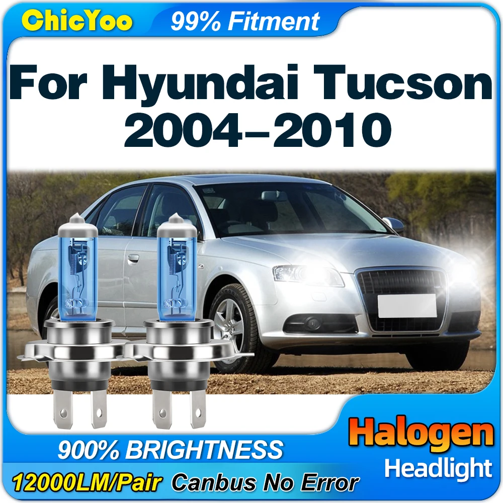 

H4 Halogen Headlights Bulbs 100W High Low Beam Car Lamps 6000K White For Hyundai Tucson 2004 2005 2006 2007 2008 2009 2010