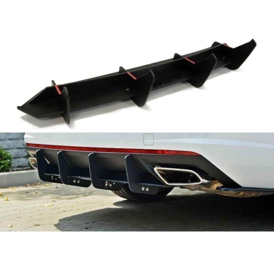 Skoda Octavia 2013 - 2020 RS VRS Rear Diffuser and Splitter Matte Black High Quality Plastic Rear Blade Octavia Kit MX Design