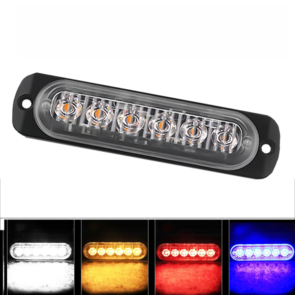 1x camion 12V 24V 6smd LED stroboscopique voyant d'avertissement Grille stroboscopique clignotant barre lumineuse voiture balise lampe ambre jaune blanc feu de circulation