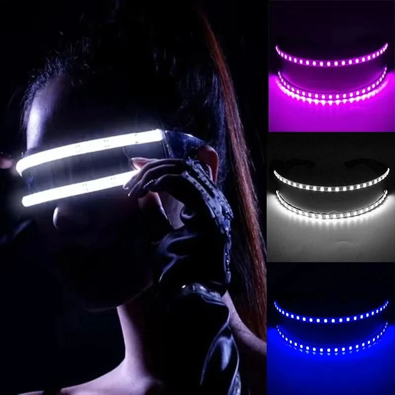Okulary laserowe dla wykonawców klubów nocnych Okulary LED Party Dancing Rave Christmas 6V Led Futuristic Soldier Glasses Neon Lights — zdjęcie 2
