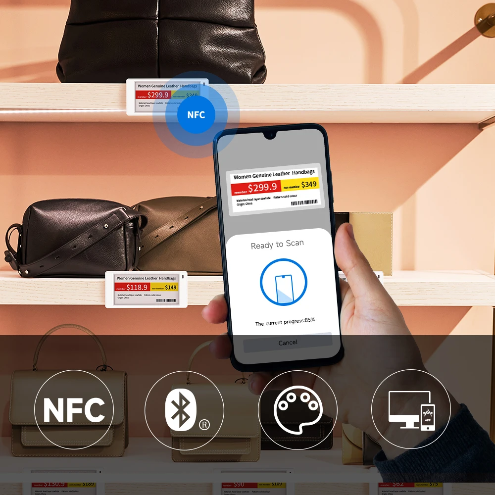 Minewtag 8 Stuks 4-kleuren Elektronisch Planketiket E-Inktpaneel Nfc Digitaal Prijskaartje Per App Of Gateway