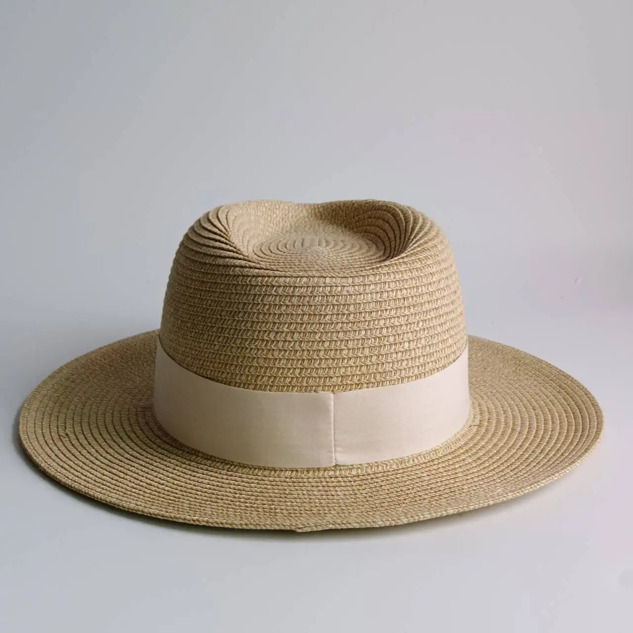Classic Wide Brim Straw Fedora Hat for Women Men, UPF50+ UV Protection Panama Sun Hat, Breathable Summer Beach Hat with Ribbon,