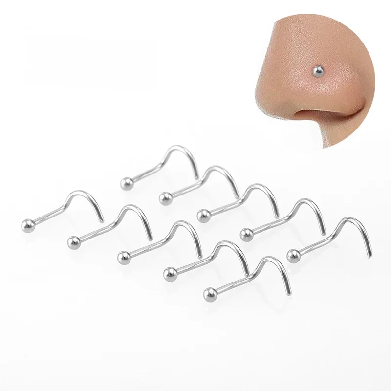 10 pièces en acier inoxydable nez goujon ensemble nez Piercing ensemble nez anneau Nariz os goujons vis pour homme femmes narine corps bijoux 20G