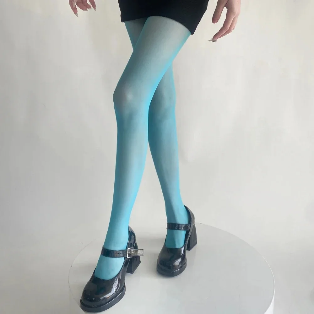 Niebieskie zielone ultracienkie nylonowe zakolanówki pończochy rajstopy damskie seksowne rajstopy damskie aksamitne seksowne bielizna wyroby pończosznicze bodystocking — zdjęcie 2