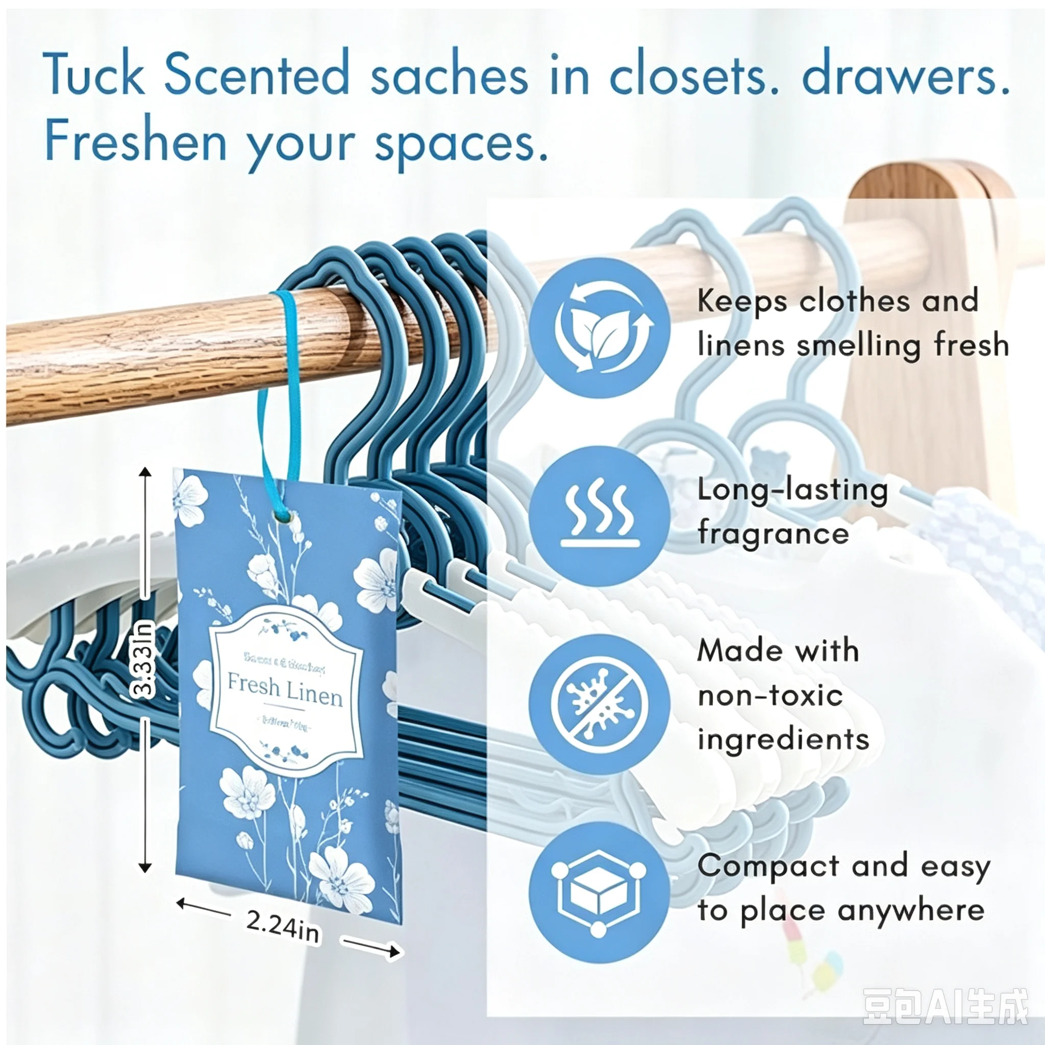 Scented Sachets for Drawer and Closet, Fresh Linen Scent 14 Pack