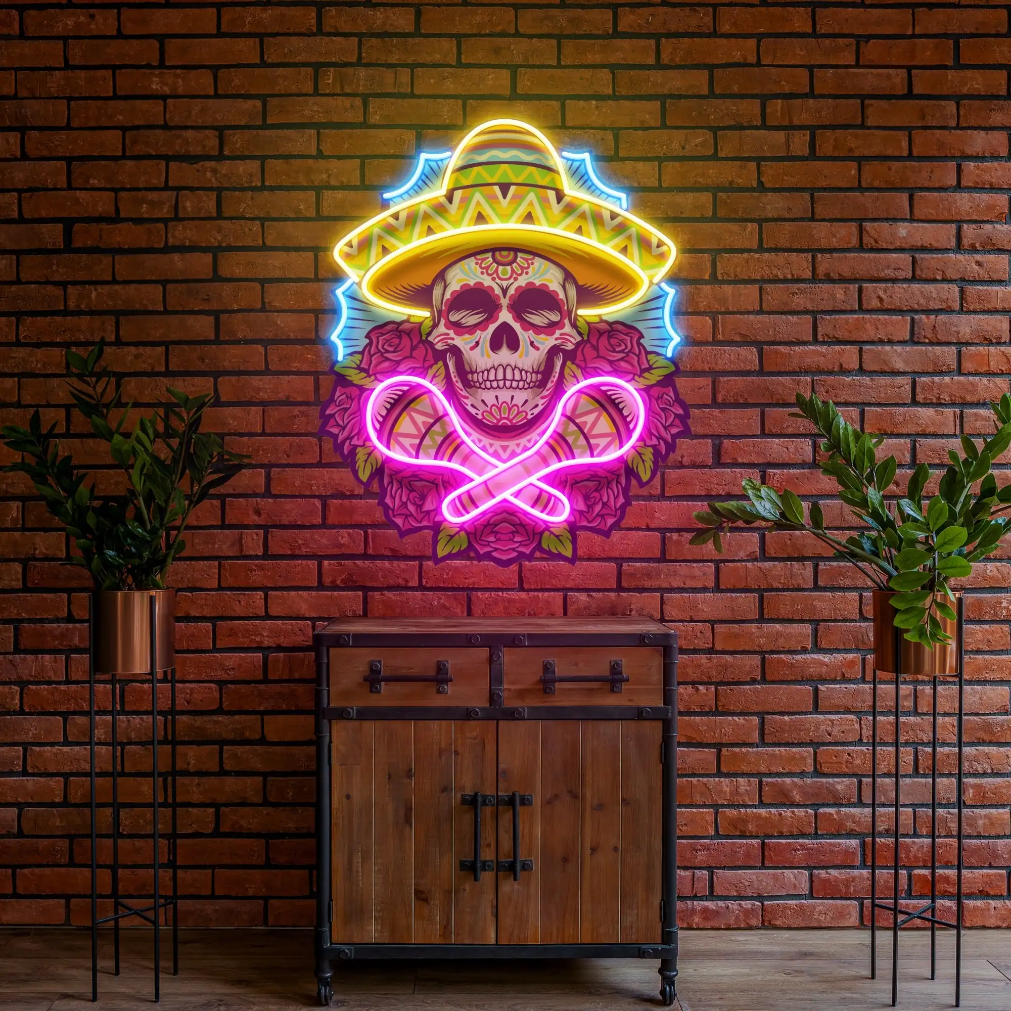 

Mexican Skull Neon Sign Wall Art Decor Dead Artwork Aesthetics Bar Beer Club Sign Home Decor Boys Birthday Gift Game Room Neon