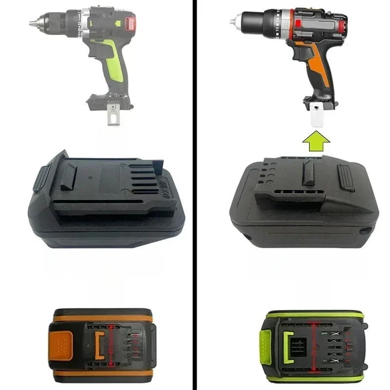 GWB20OWL OWB20GWL Adapter konwertera do Worx Narrow Wide Socket 20V Li-ion Battery For Worx Green Large Orange Small Foot Tools — zdjęcie 2