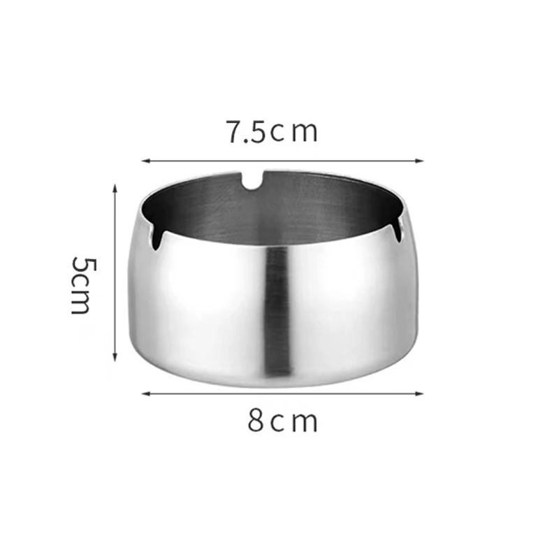 Silver Metal Ashtray for Cigarette Windproof Stainless Steel Ash Tray