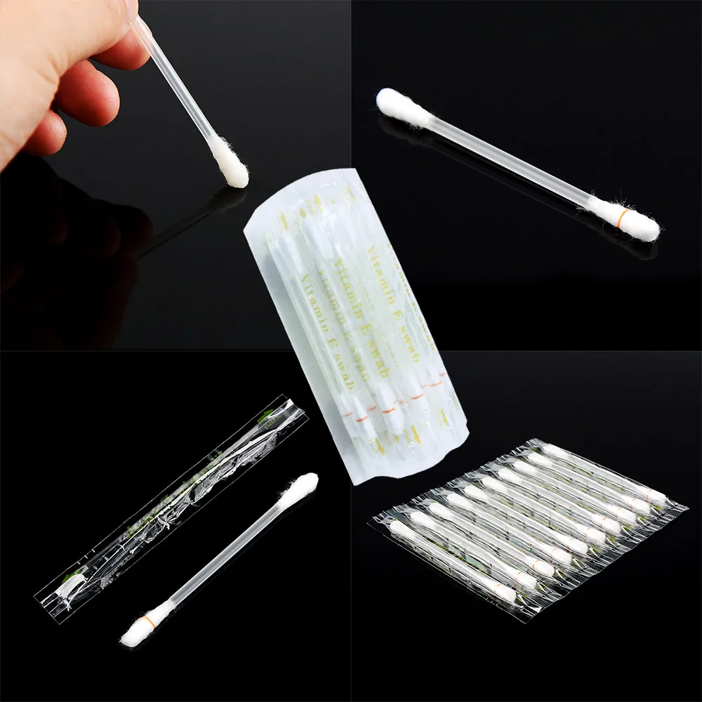 

100pcs Vitamin E Oil Swabs Stick Disposable VE Cotton Swab Protect Lip Gum Anti-dry Moisture Use Before Teeth Whitening