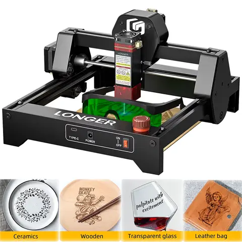 LONGER Mini Laser Engraver Portable Compact Laser Cutter Machine 5.5w 3.5w 2.5w WiFi DIY Craft Wood Leather Acrylic LightBurn LaserGRBL Pre-Assembled + Protective Goggles