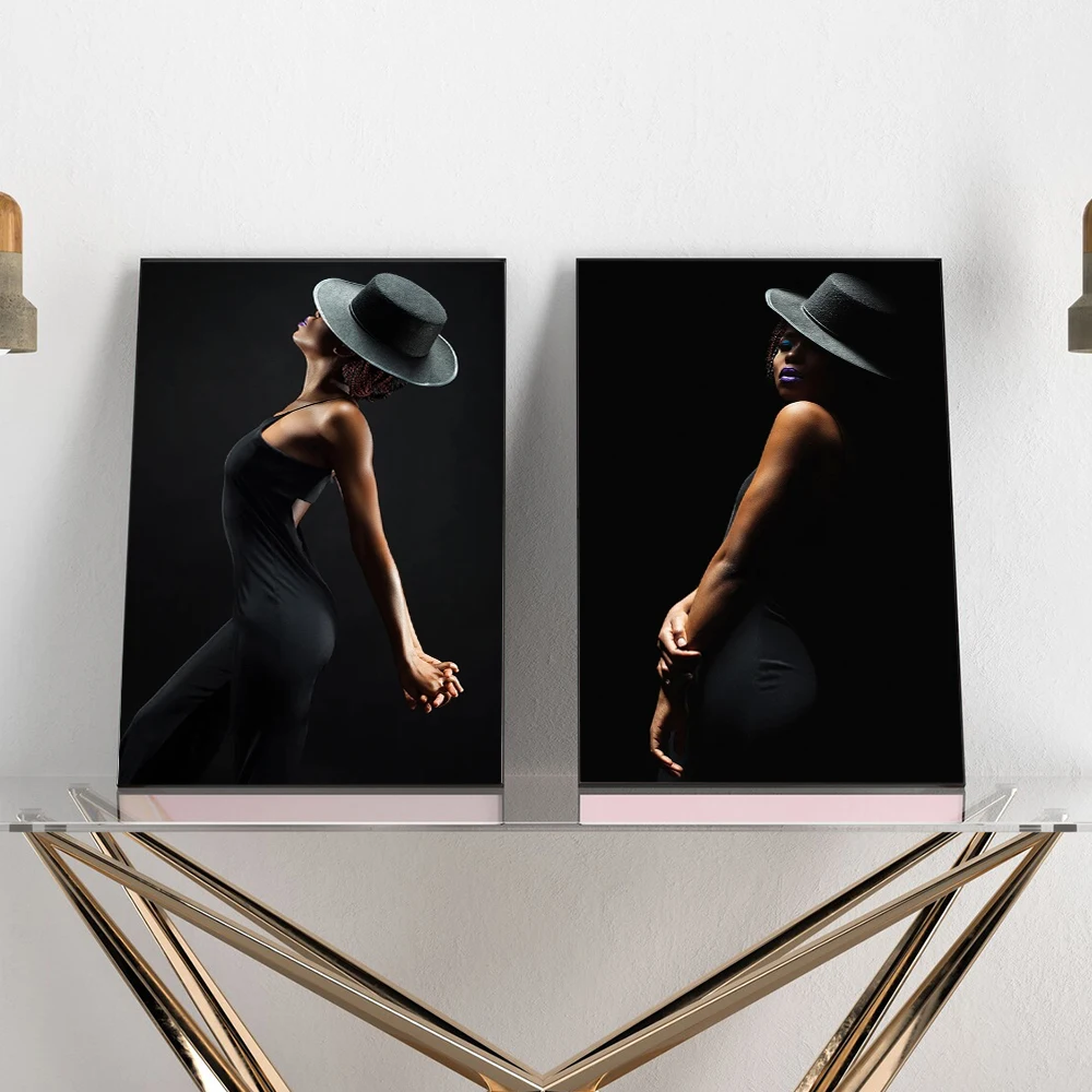 

Elegant Woman Silhouette Black Canvas Painting Girl Dance Wall Decor Art Posters and Prints For Living Room Fashion Home Decor