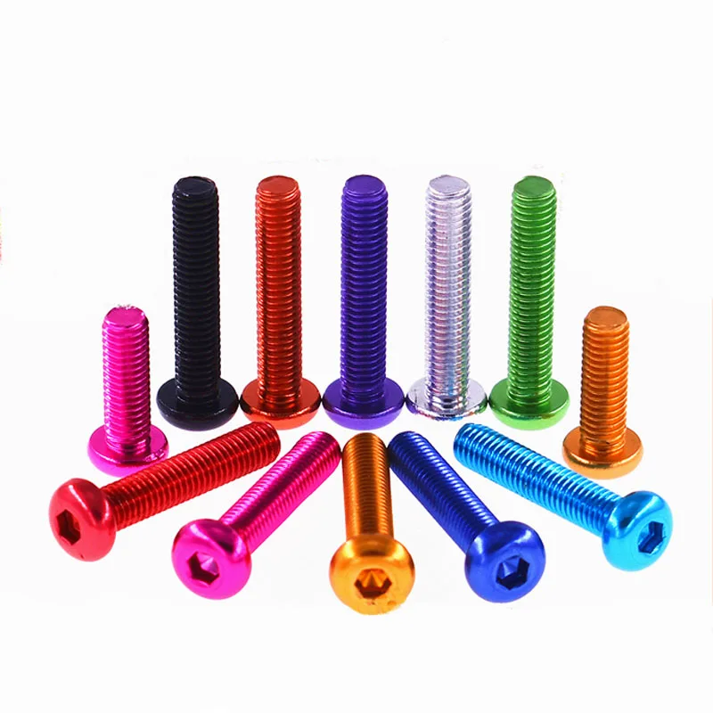 

2 Pcs M3.5 Round Aluminium Alloy Button Head Hex Socket Cap Screw Allen Bolt Mechanical Screw Length 6~20mm Anodized