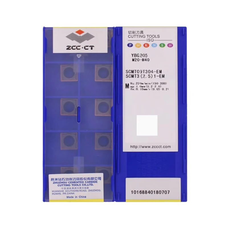 

ZCC.CT SCMT09T302 SCMT09T304 SCMT09T308 EF EM HR YBG205 YBG202 YBC251 YBC252 ZCC Original Carbide Inserts CNC Cutting Blades