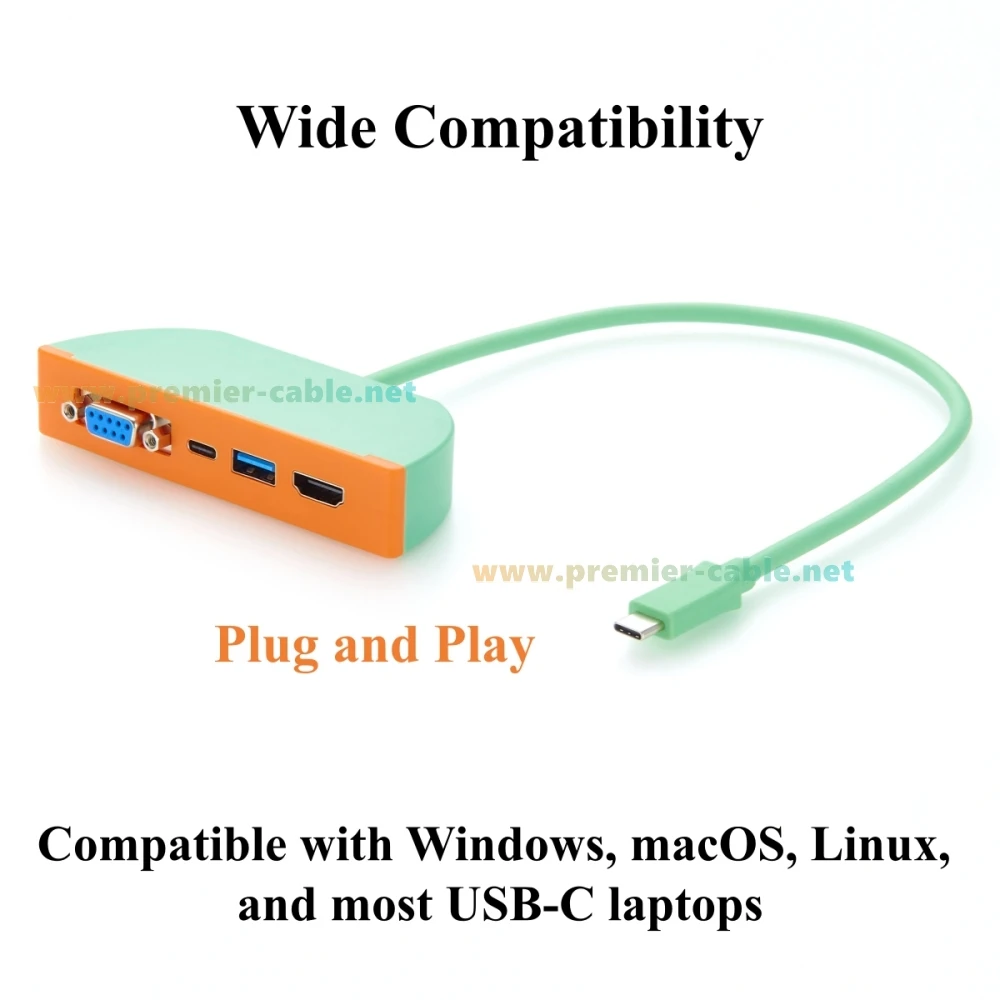 4-in-1 Multiport-USB-C-Hub mit RS232 DB9, 4K@60Hz HDMI, 10Gbps USB-C & USB-A Datenanschlüssen, für Laptop, Industrie, Büro – Detail 6
