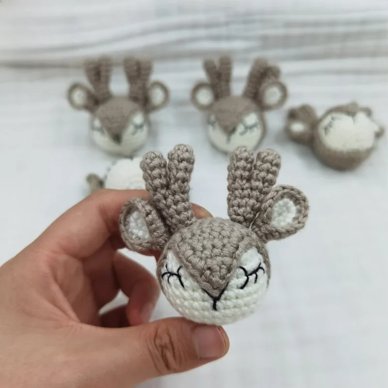 Anneau de dentition en coton et PVC, perles au Crochet, ours, lapin, élan, jouet pour bébé, cadeau, rongeur, produits pour nouveau-nés, gratuit