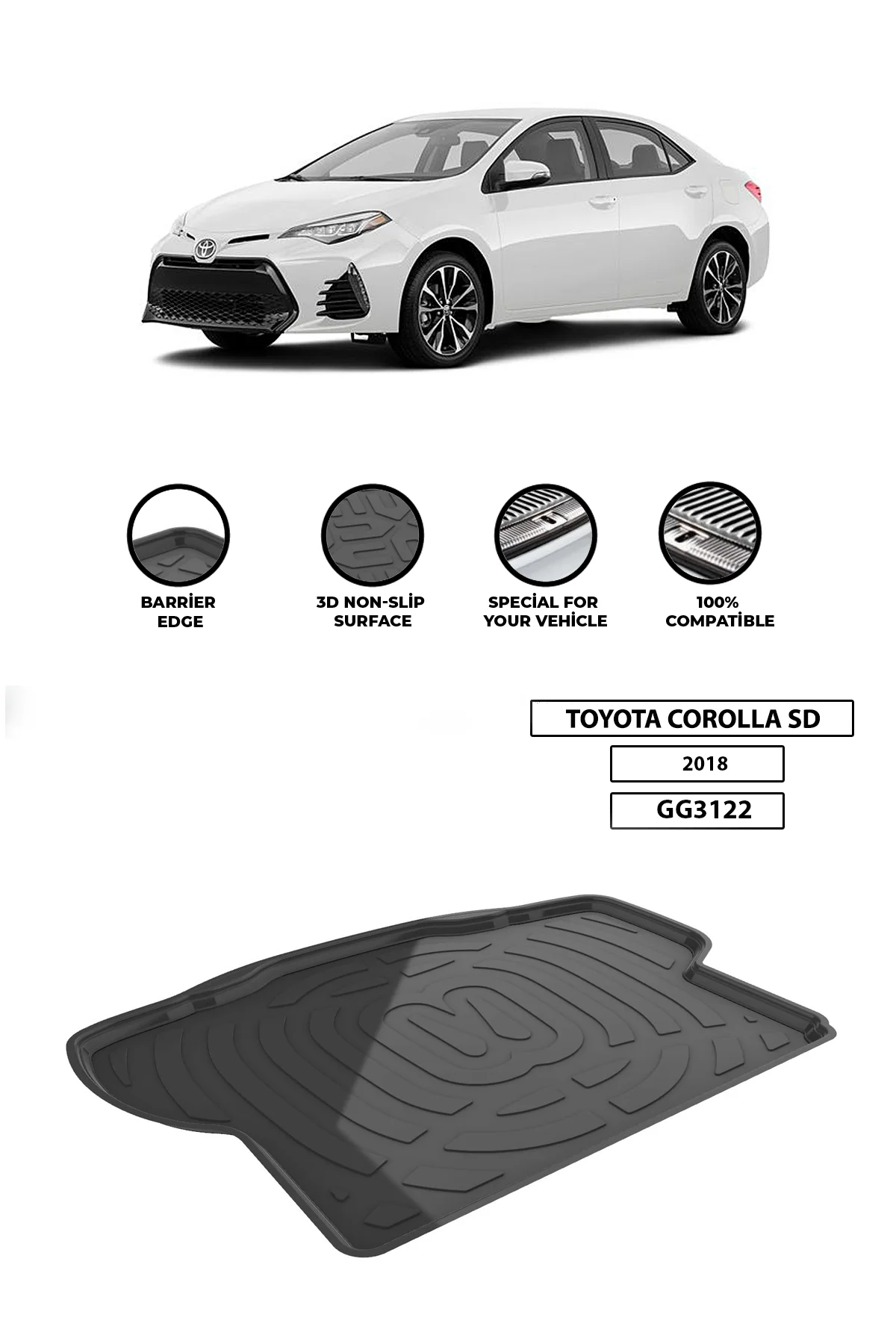 

For TOYOTA-COROLLA-SD-2018 luggage compartment Diffuser Extension Rear Bumper Attachment Luggage compartment