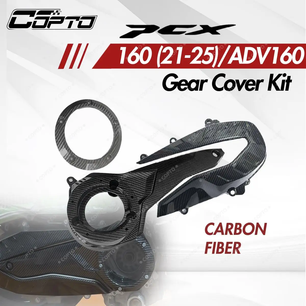 

Carbon Fiber Clutch Cover Gear Box Cover Kit for PCX160 ADV160 2021-2025, Motorcycle Scooter Accessories, PCX160, ADV160