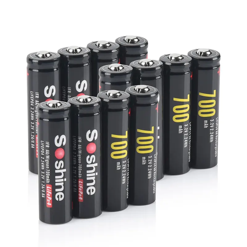 Soshine 3,2 v 700mah lifepo4 Batterie 700 aa mah wiederauf ladbare Batterie für Straßen laterne kleine Lüfter Power Bank Spiele konsole Spielzeug 3
