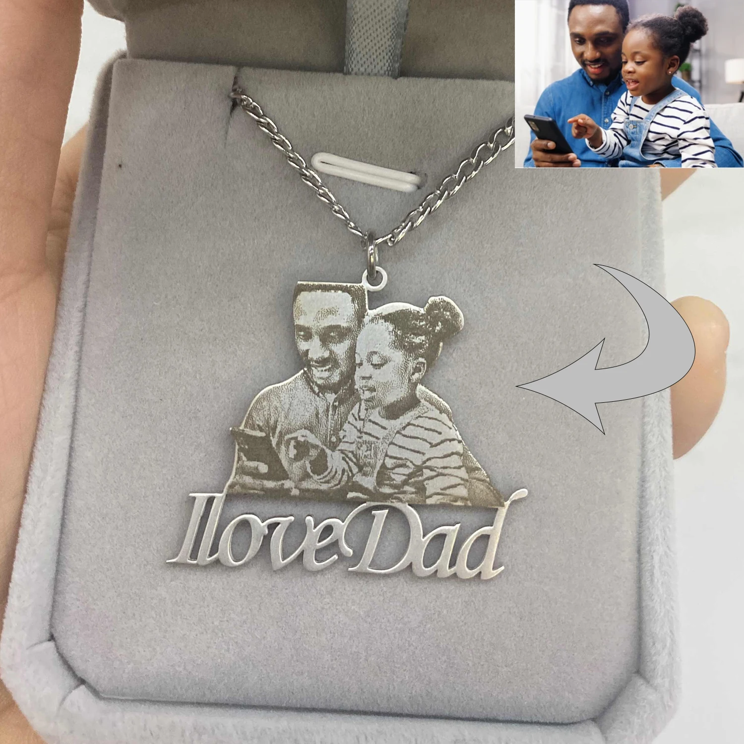 Personalized Mother\'s Day Gift Custom Photo Engraved Necklace Custom Photo Pendant Memory Family Jewelry Gifts Free Jewelry box