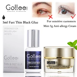 Gollee Waterproof Adhesive Eyelashes 5ml No Irritation Mint Anti-allergic Cream Gel for Lash Extensions Eyelash Allergy Glue