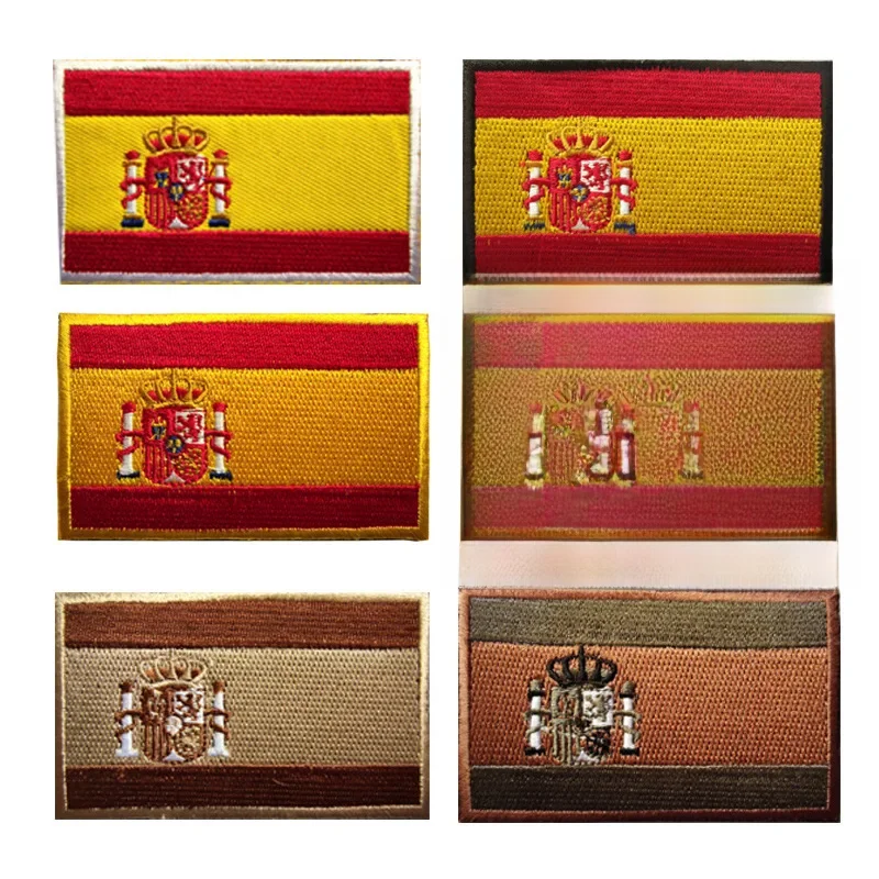Patch à crochet et boucle drapeau espagnol, Badges de moral brodés multicolores personnalisés pour tactiques militaires de plein air, sac à dos, brassards de casque